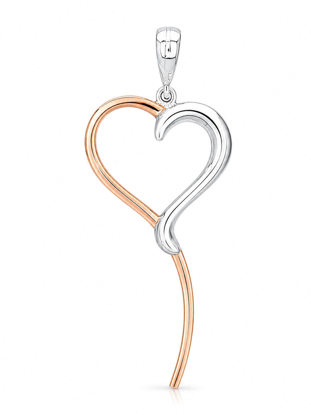 Two-Tone Sterling Silver & Copper Christmas Tie Heart Pendant
