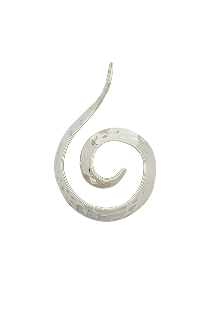 Hammered Snail Earring Pendant  92.5% Pure Silver