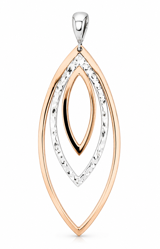 Sterling Silver Triple Almond Slope Earrings with Copper Accents
