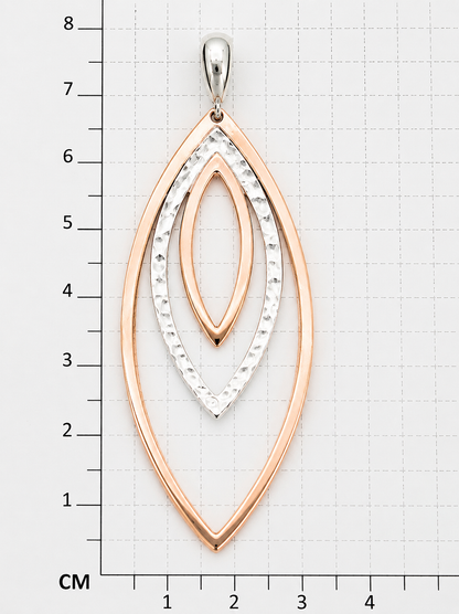 Sterling Silver Triple Almond Slope Earrings with Copper Accents