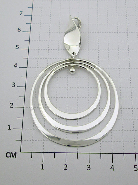 Sterling Silver Three Hoop Pendant  with Seed Accent