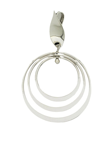 Sterling Silver Three Hoop Pendant  with Seed Accent