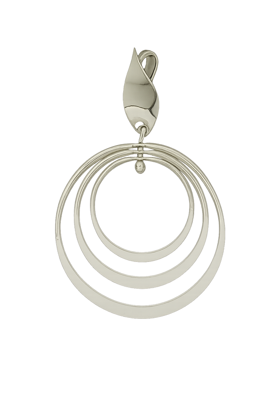 Sterling Silver Three Hoop Pendant  with Seed Accent