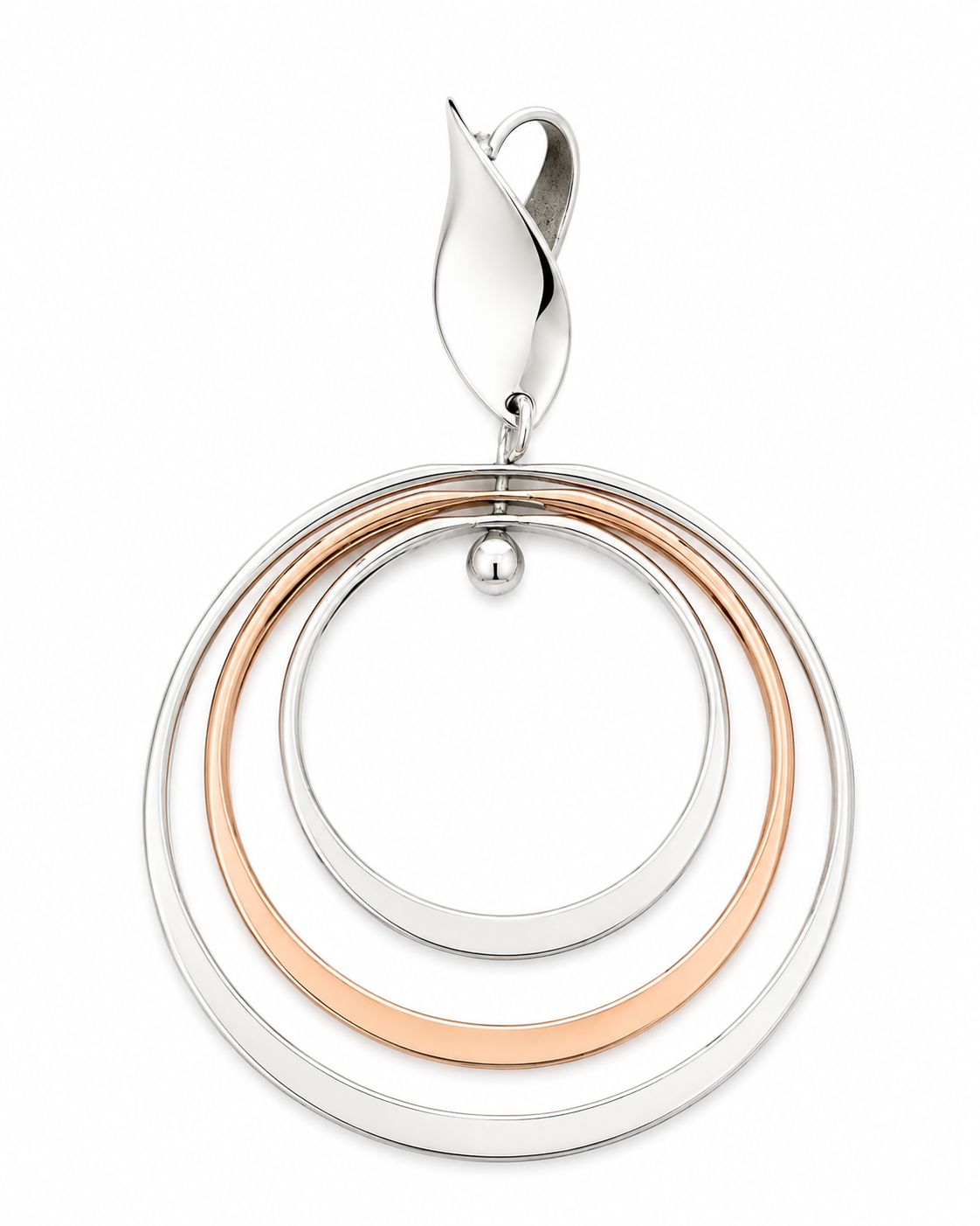 Sterling Silver Pendant with Three Bright Hoops and Seed