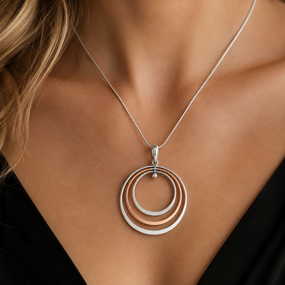 Sterling Silver Pendant with Three Bright Hoops