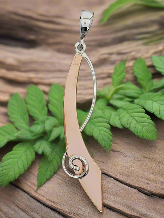 Sterling Silver Machete Pendant with Spiral – Two-Tone