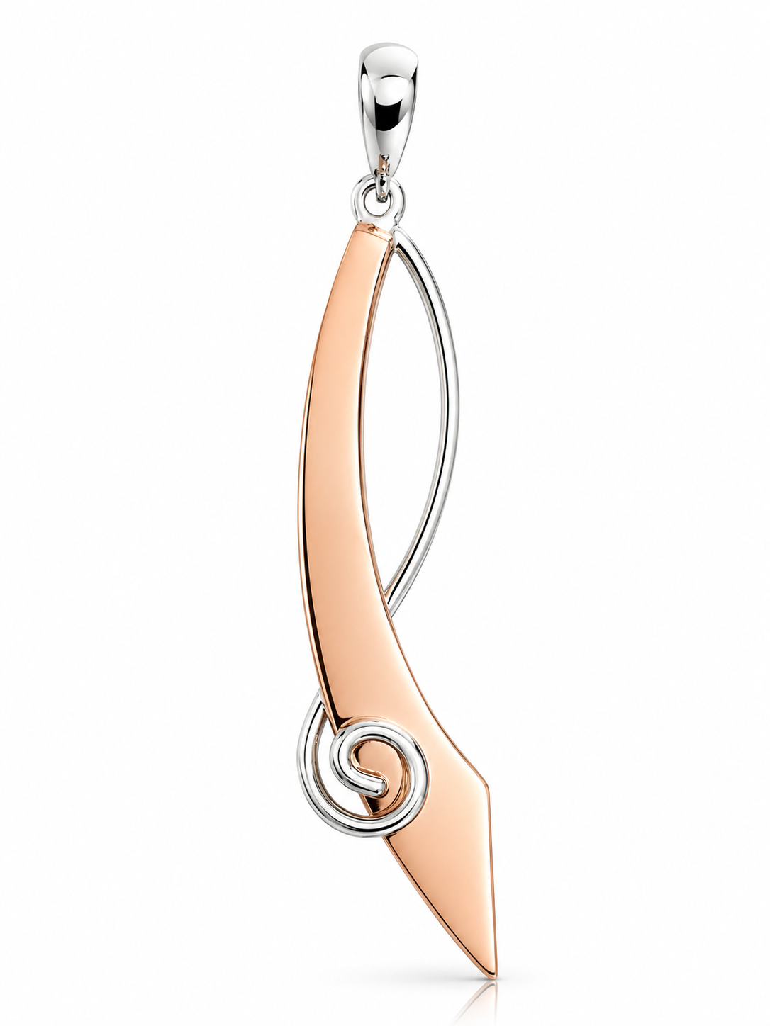 Sterling Silver Machete Pendant with Spiral – Two-Tone