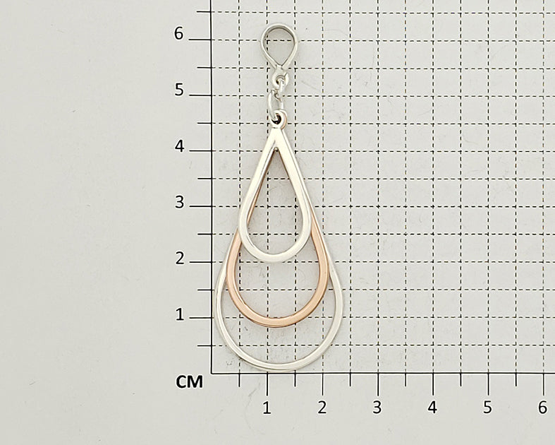 Two-Tone Sterling Silver Triple Drop Pendant with Copper Accents