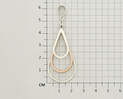 Two-Tone Sterling Silver Triple Drop Pendant with Copper Accents