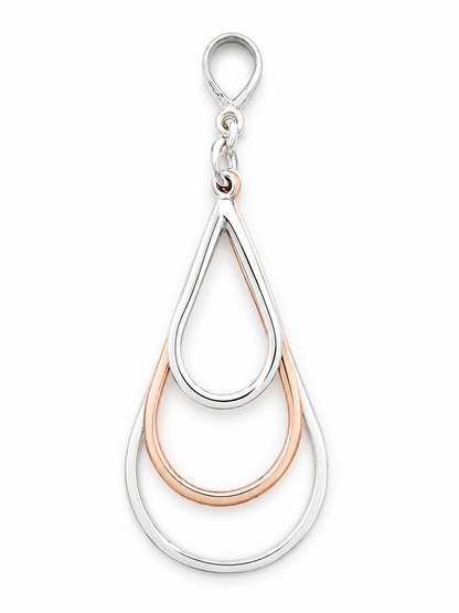 Two-Tone Sterling Silver Triple Drop Pendant with Copper Accents