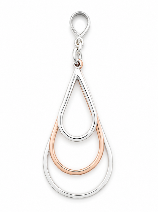 Two-Tone Sterling Silver Triple Drop Pendant with Copper Accents