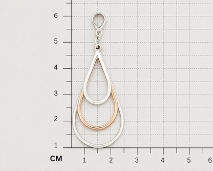 Two-Tone Sterling Silver Triple Drop Pendant with Copper Accents