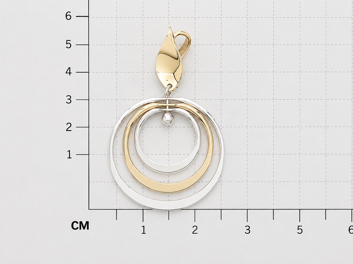 Two-Tone Sterling Silver Triple Hoop Pendant with Shine Almond