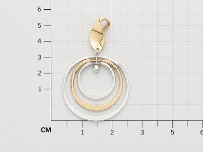 Two-Tone Sterling Silver Triple Hoop Pendant with Shine Almond