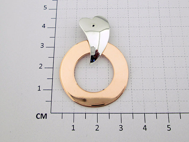 Two-Tone Sterling Silver Heart Pendant with Smooth Flat Hoop