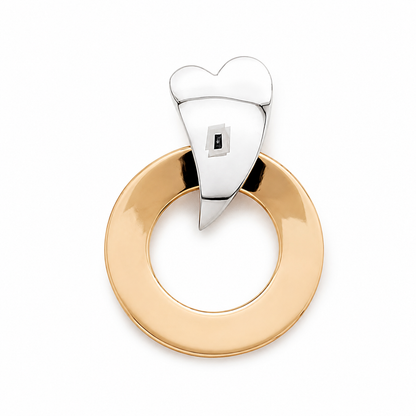 Two-Tone Sterling Silver Heart Pendant with Smooth Flat Hoop