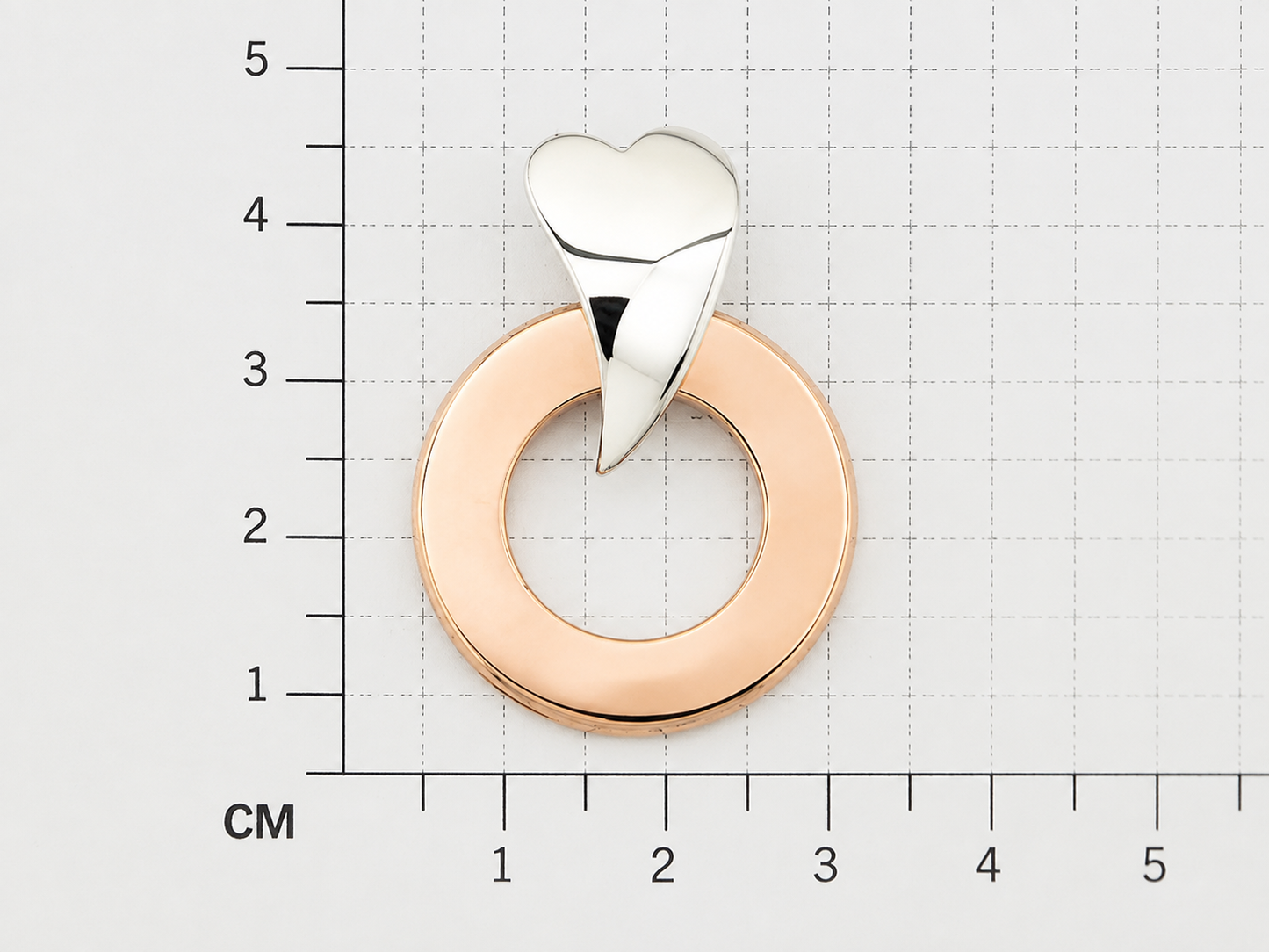Two-Tone Sterling Silver Heart Pendant with Smooth Flat Hoop