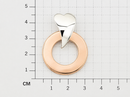 Two-Tone Sterling Silver Heart Pendant with Smooth Flat Hoop