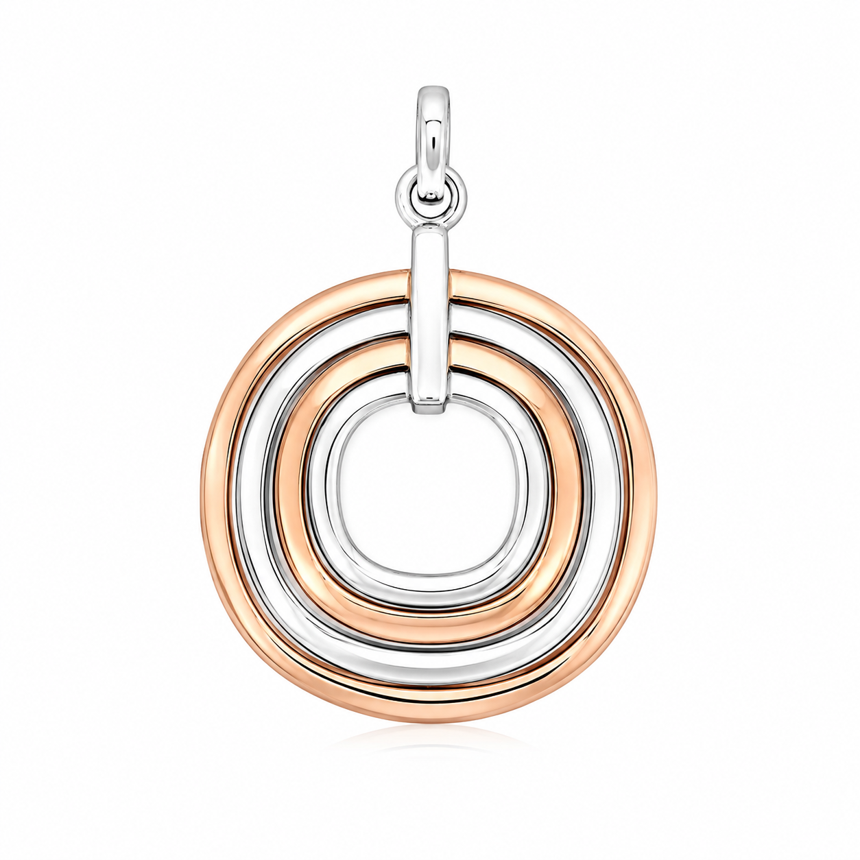 Two-Tone Sterling Silver Slope Wavy Hoops Pendant