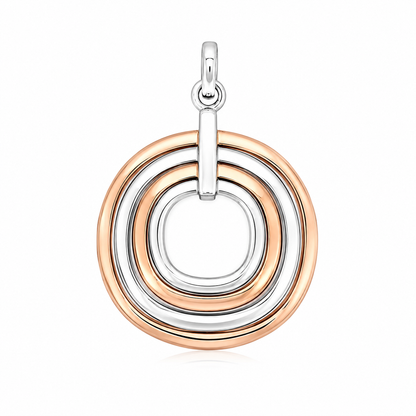 Two-Tone Sterling Silver Slope Wavy Hoops Pendant