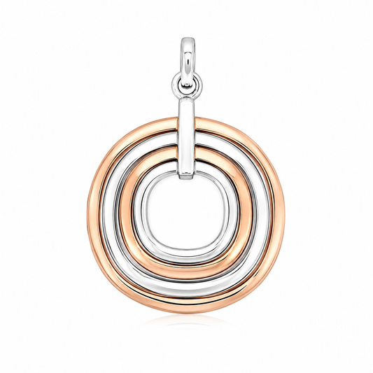 Two-Tone Sterling Silver Slope Wavy Hoops Pendant