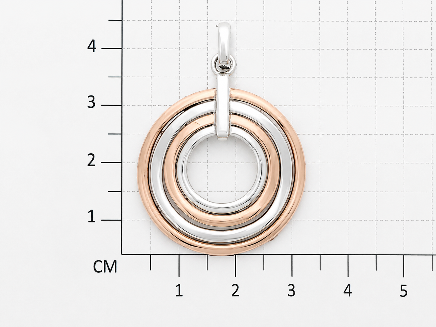 Two-Tone Sterling Silver Slope Wavy Hoops Pendant