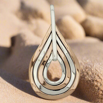 Two-Tone Sterling Silver Pendant with Four Wavy Copper/Silver Drops