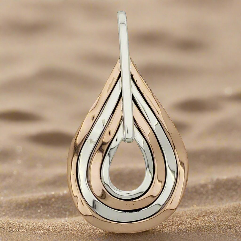 Two-Tone Sterling Silver Pendant with Four Wavy Copper/Silver Drops