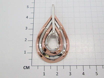 Two-Tone Sterling Silver Pendant with Four Wavy Copper/Silver Drops