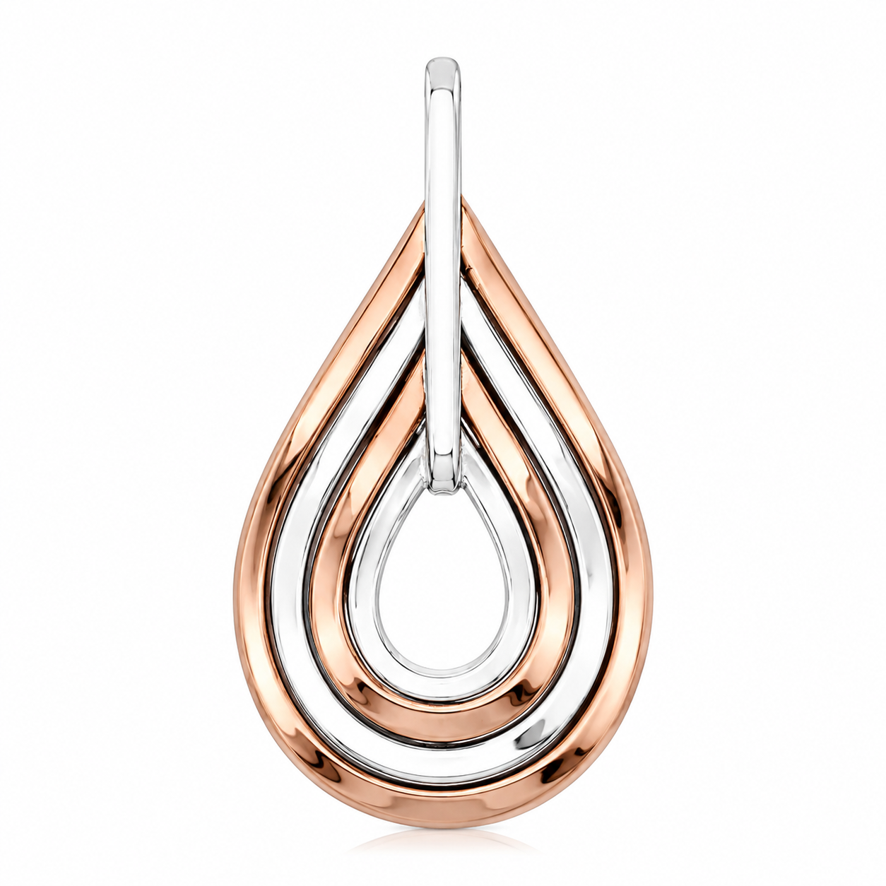 Two-Tone Sterling Silver Pendant with Four Wavy Copper/Silver Drops