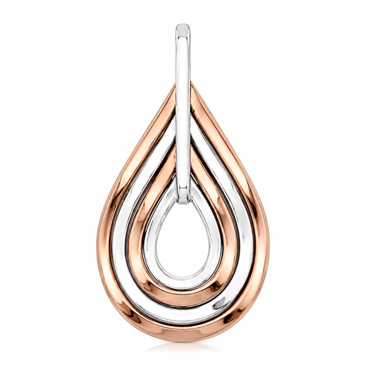 Two-Tone Sterling Silver Pendant with Four Wavy Copper/Silver Drops