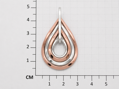 Two-Tone Sterling Silver Pendant with Four Wavy Copper/Silver Drops