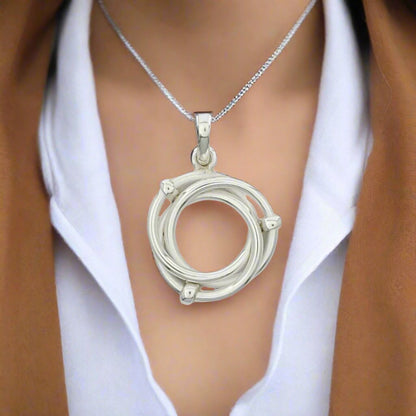 Elegant Three-Linked Hoop Pendant