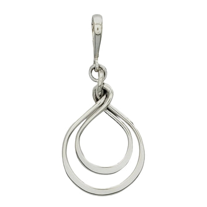 Glossy Flat Double Hoop Pendant - 92.5% Pure Silver