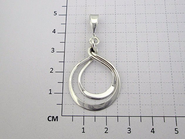 Glossy Flat Double Hoop Pendant - 92.5% Pure Silver