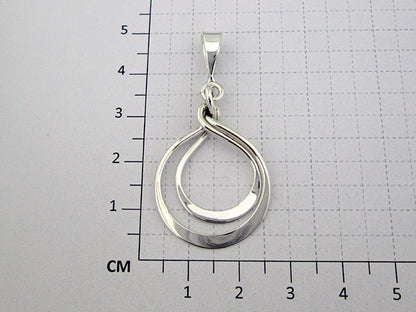 Glossy Flat Double Hoop Pendant - 92.5% Pure Silver