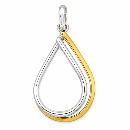 Two-Tone Sterling Silver Double Drop Pendant with Tumbaga – Chic Design