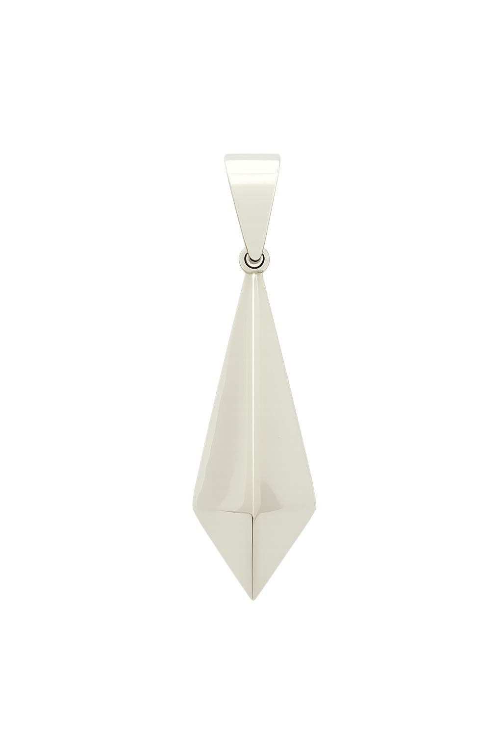 Smooth Glossy Triangle Sterling Silver Pendant with Band