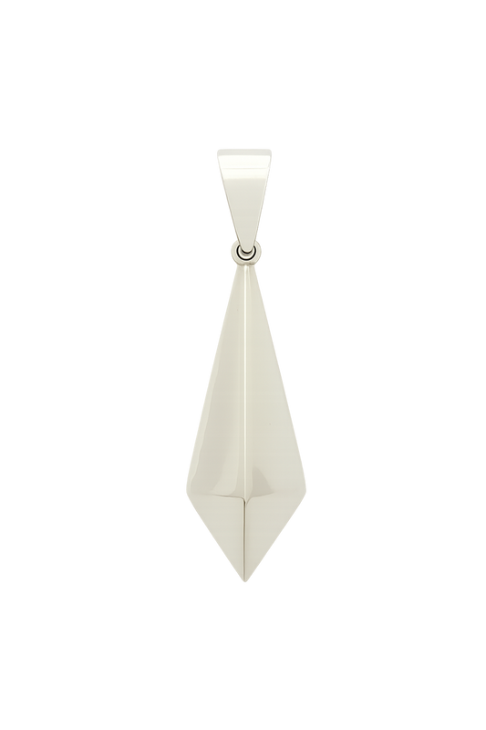 Smooth Glossy Triangle Sterling Silver Pendant with Band