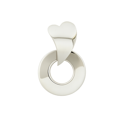 Flat Hoop Sterling Silver Pendant with Inlaid Heart