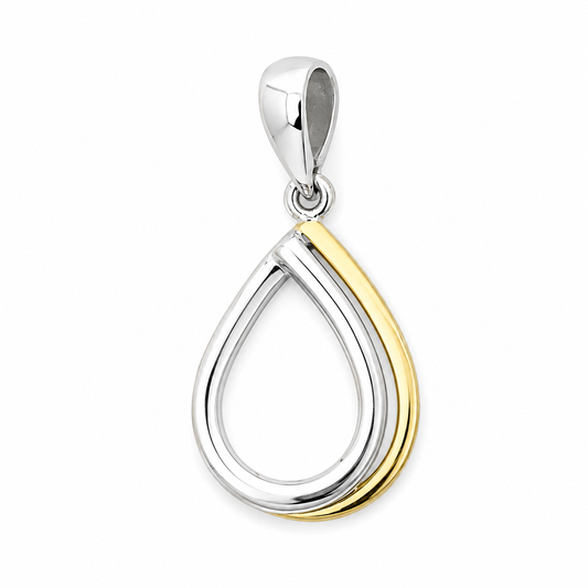 Two-Tone Sterling Silver Boy Double Perforated Drop Pendant with Band