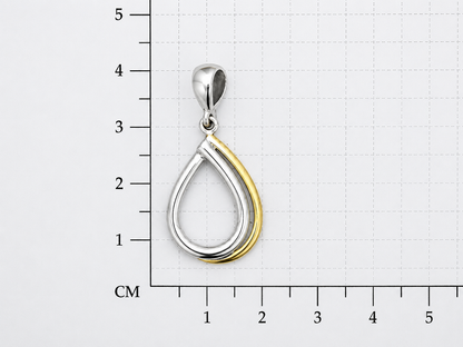 Two-Tone Sterling Silver Boy Double Perforated Drop Pendant with Band
