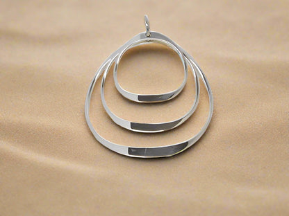 Sterling Silver Three Gloss Wavy Hoops Pendant