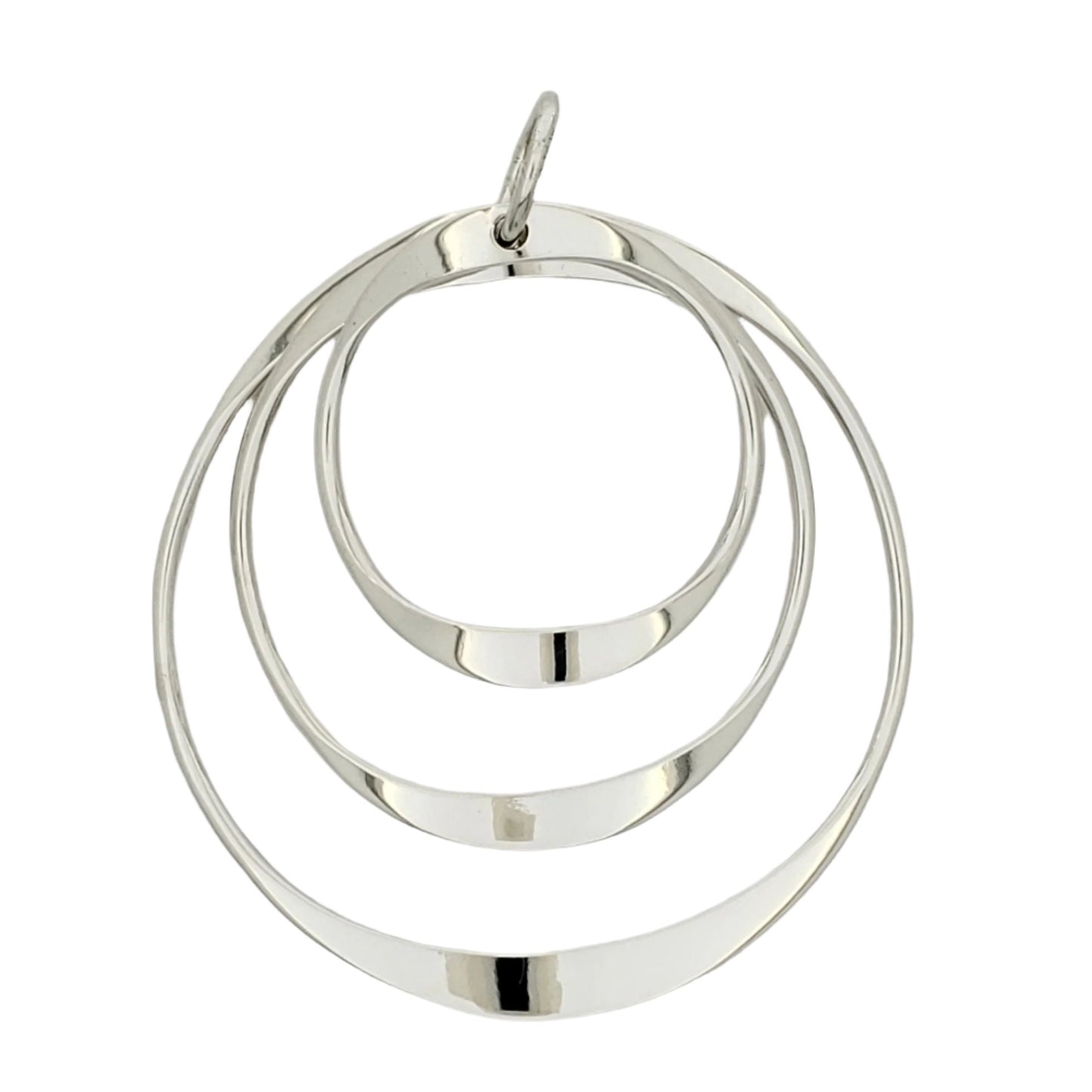 Sterling Silver Three Gloss Wavy Hoops Pendant