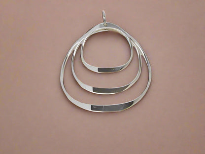 Sterling Silver Three Gloss Wavy Hoops Pendant