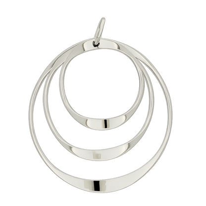 Sterling Silver Three Gloss Wavy Hoops Pendant