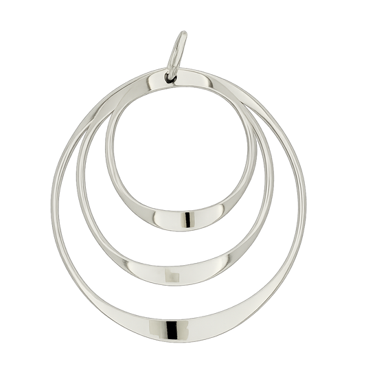 Sterling Silver Three Gloss Wavy Hoops Pendant