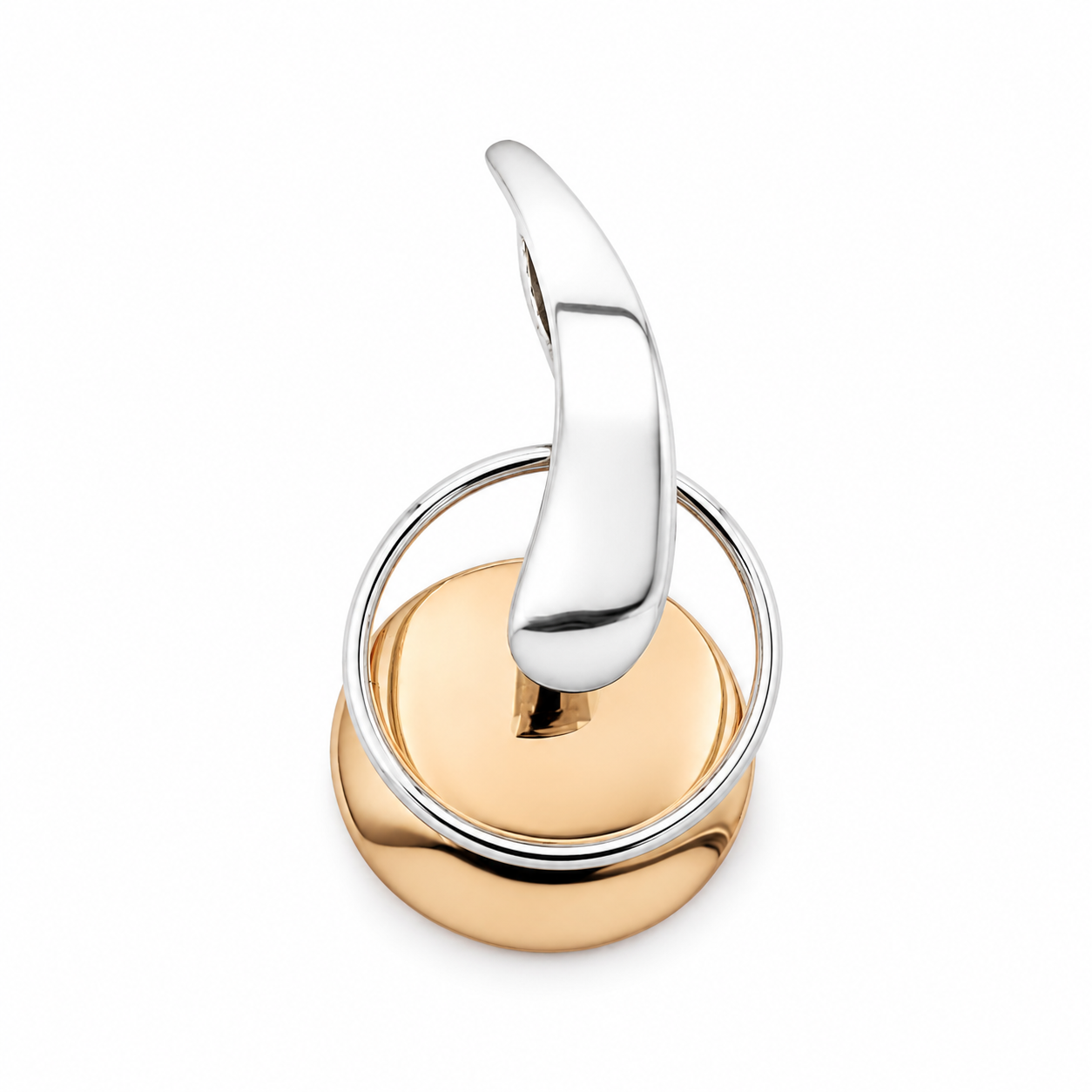 Sterling Silver Disc Pendant with Hoop and Smooth Bent Droop