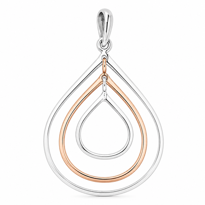Sterling Silver Triple Opening Smooth Movable Drop Pendant with Copper