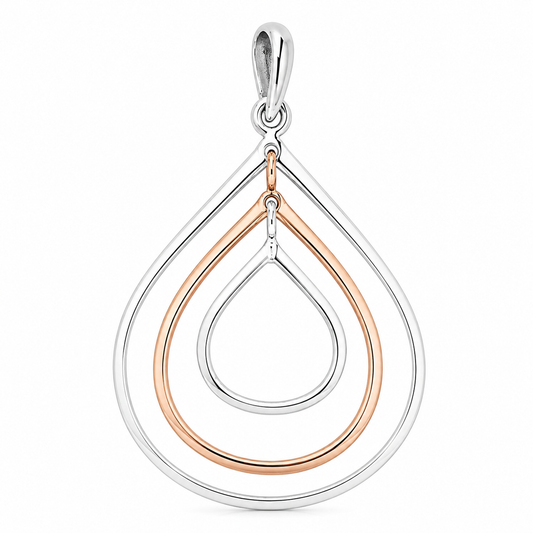 Sterling Silver Triple Opening Smooth Movable Drop Pendant with Copper